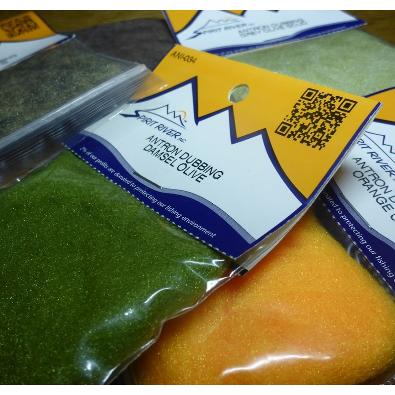 Spirit River Antron Dubbing|Black|Damsel Olive|Orange Gold|Stimi Orange|Grey Scud Olive