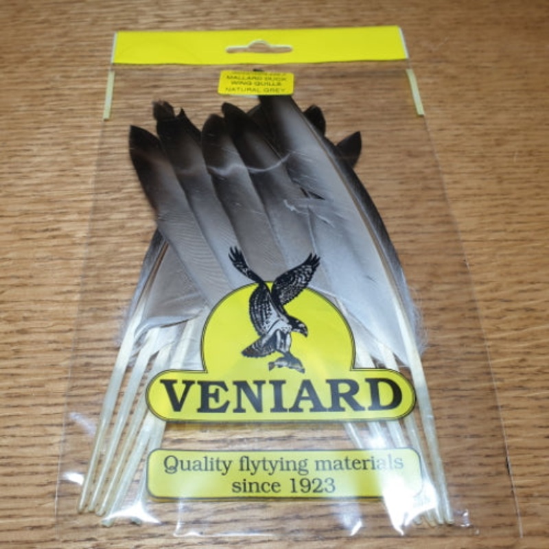 Veniard Mallard Duck Wing Quills Natural Grey