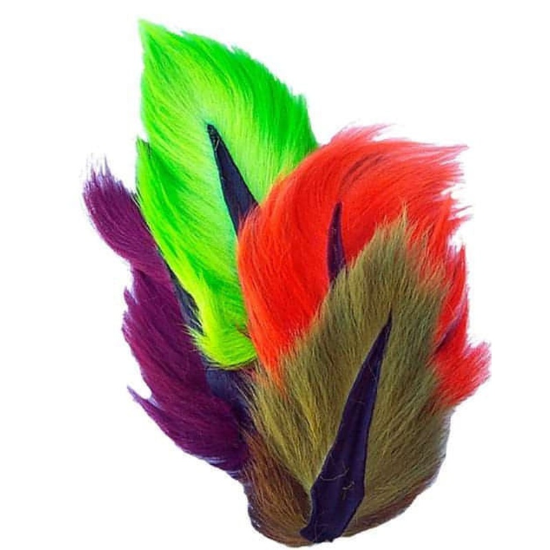 Bucktails|Full Tail|Large Piece|Aqua|Black|Blue|Brown|Bubble Gum|Charcoal Gray|Dark Green|Dark Lavender|Fluorescent Chartreuse|Fluorescent Green|Fluorescent Orange|Fluorescent Red|Fluorescent Yellow|Ginger|Gray Dun|Green|Light Blue|Light Lavender|Mint Gre