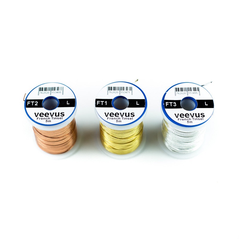Veevus French Oval Tinsel|Silver|Gold|Copper|X-Small|Small|Medium|Large