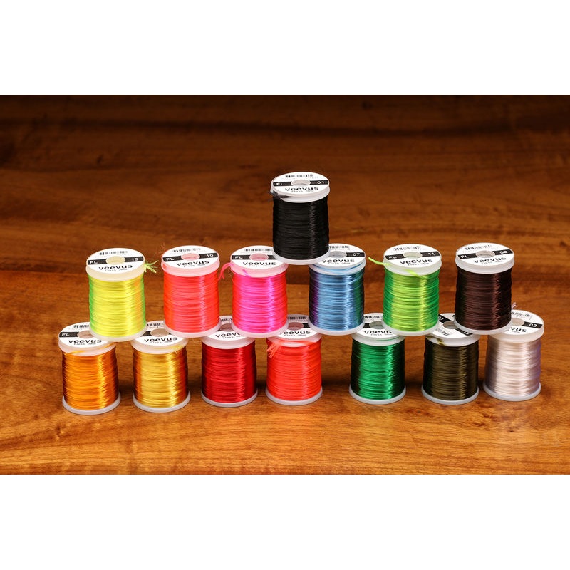 Veevus Floss|Fl. Orange|Hot Pink|Red|Black|Fl. Chartreuse|Kingfisher Blue|Yellow|Green Highlander