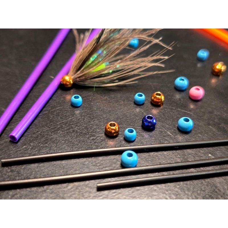 Aqua Flies Tube Beads|Black Nickel|Kingfisher Blue|Hot Orange|Salmon Pink|Fluorescent Pink|5/32″|7/32″