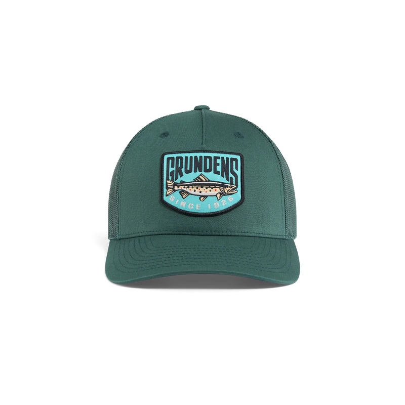 Grundens Trout Patch Trucker|Maroon|Deep Spruce