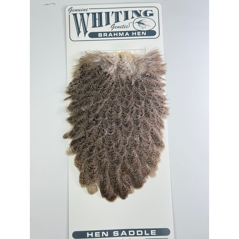 Whiting Brahma Hen Saddle|Dyed Brown|Dyed Olive|Mottled Grey|Mottled Grey/Golden Olive|Mottled Grey/Olive|Mottled Grey /Mottled Wild Type