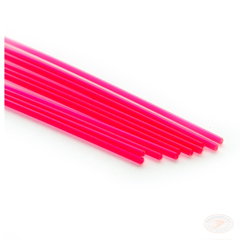 Skeena River Plastic Tubing|Fluorescent Red|Clear Pink|Clear|Black|Blue|Chartreuse Green|Fluorescent Orange|Sample Pack|Salmon Roe|Pink|Fluorescent Salmon|1.8mm|3mm