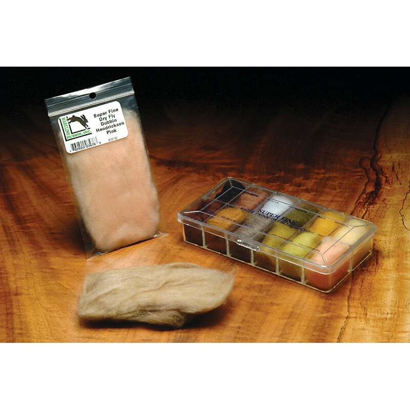 Super Fine Dry Fly Dub||1 Adams Gray||11 Black||168 Gray Olive||2 Amber||206 Lt. Cahill||222 Mahogany Brown||24 Blue Dun||263 Olive||265 Olive Brown||275 Pale Evening Dun||277 Pale Morning Dun||28 Blue Wing Olive||323 Rusty Brown||369 Tan||377 White||50 C