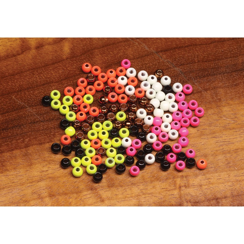 Dazzle Brass Beads|5/32″ 3.8mm|1/8″ 3.3mm|7/64″ 2.8mm|3/32″ 2.4mm|5/64″ 2mm||11 Black Gloss||137 Fl. Orange||138 Fl. Pink||143 Fl. Yellow Chartreuse||15 Black Ruby||287 Pearl White||288 Metallic Pheasant Tail Brown