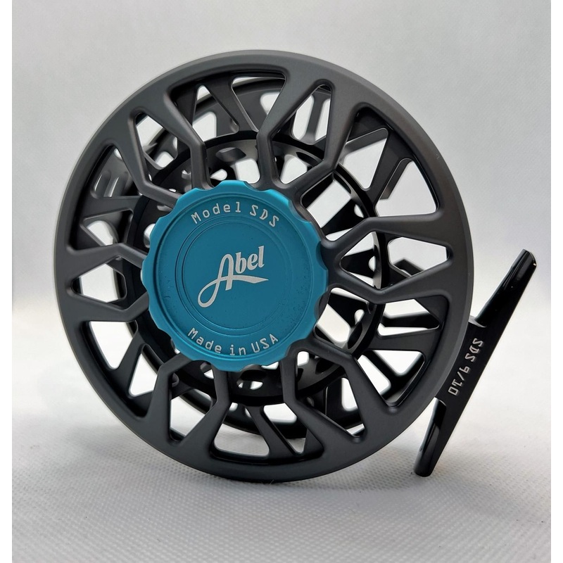 Abel SDS 9/10 Ported Reel: Satin Slate Grey-Teal-Platinum Handle