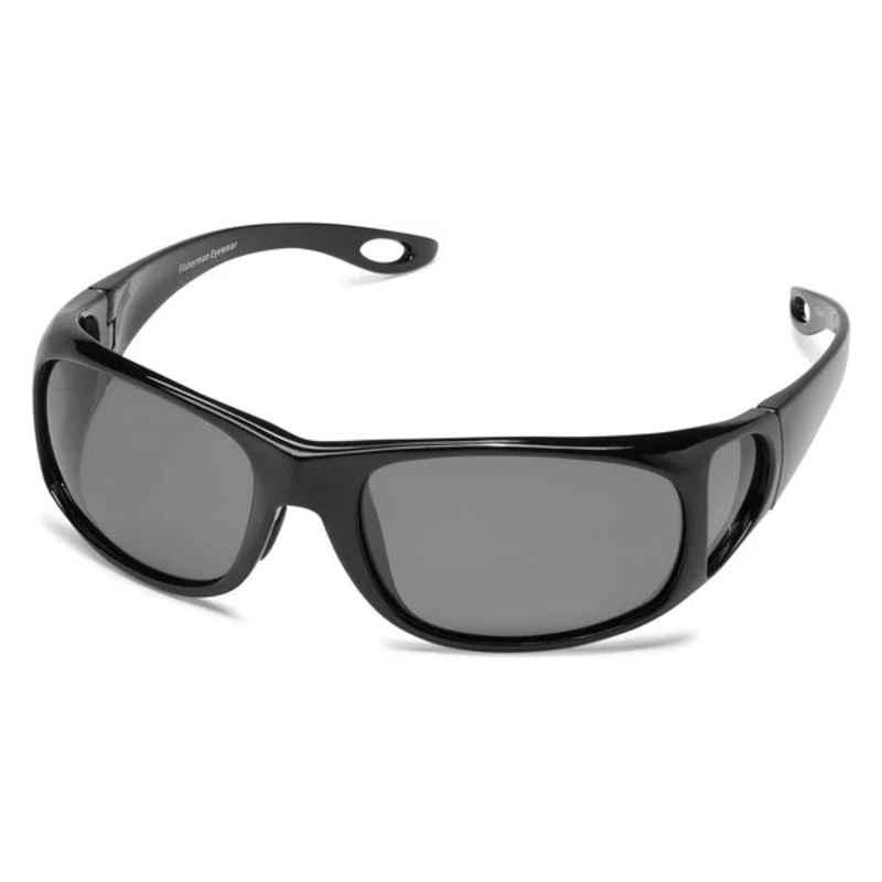 Fisherman Eyewear Grander – Shiny Black Frame / Gray Lens – Med / Large