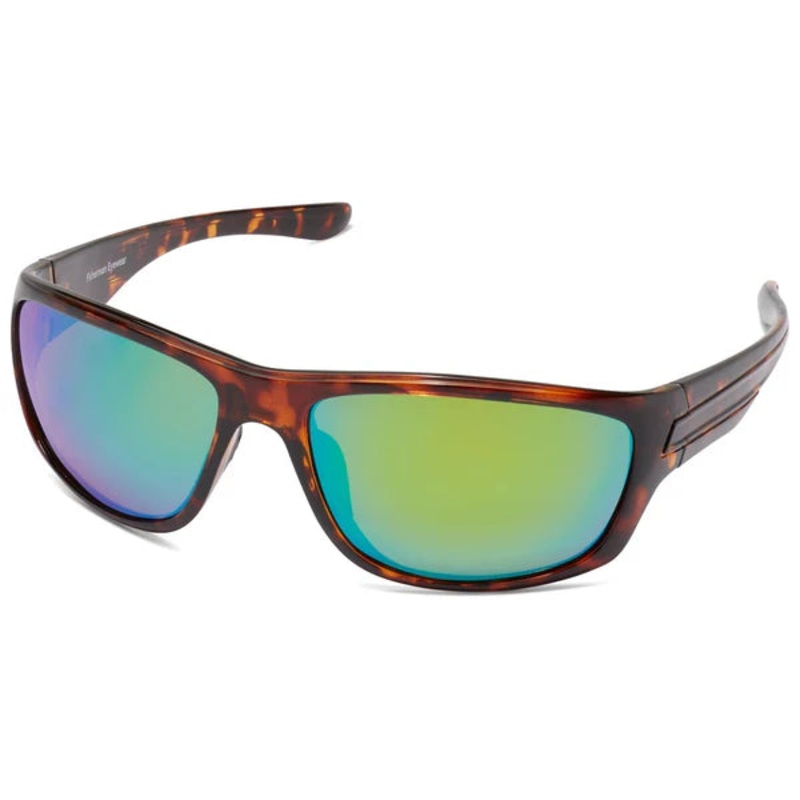 Fisherman Eyewear Striper – Shiny Tortoise Frame / Brown Lens / Green Mirror – Large