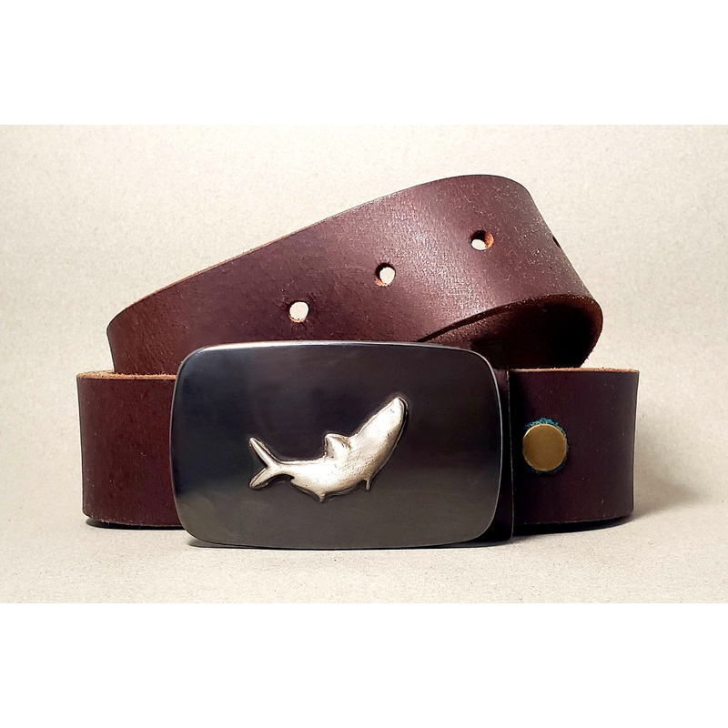 Tarpon Buckle with Buffalo Leather Belt – Gunmetal Edition
