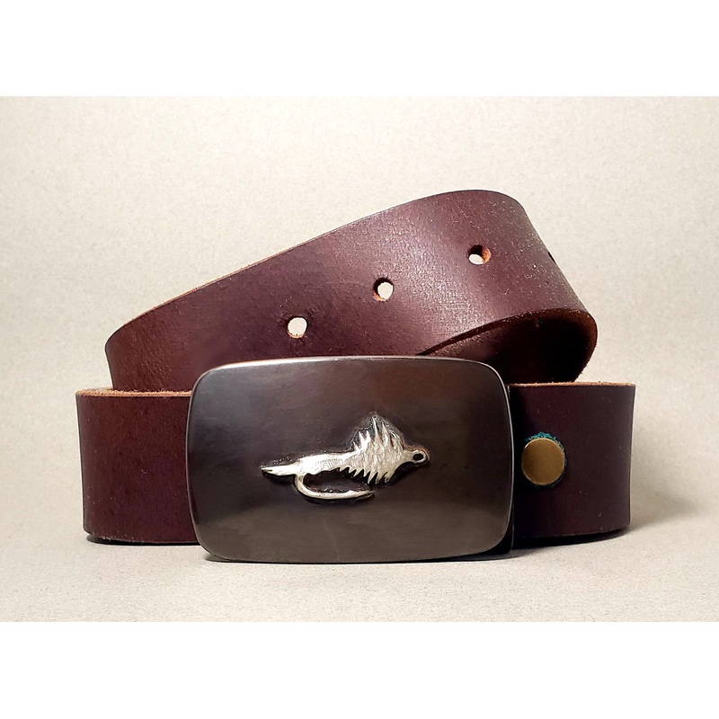 Fly Buckle with Buffalo Leather Belt – Gunmetal Edition