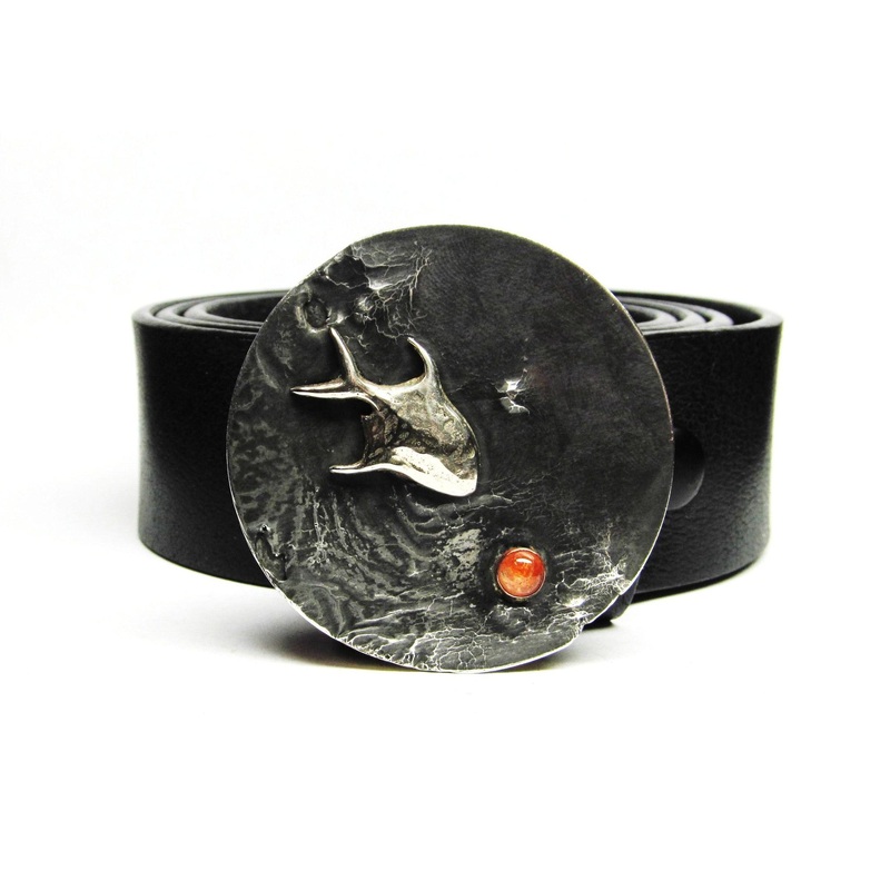 The Crab Crusher Permit Buckle with Buffalo Leather Belt