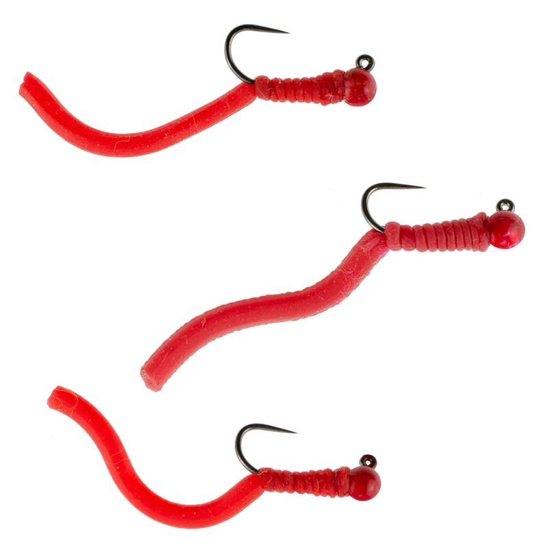 3 Pack Tungsten Bead Squirminator Squirmy Wormy Tactical Jig Czech Euro Nymph Barbless Nymphing Fly – Size 14