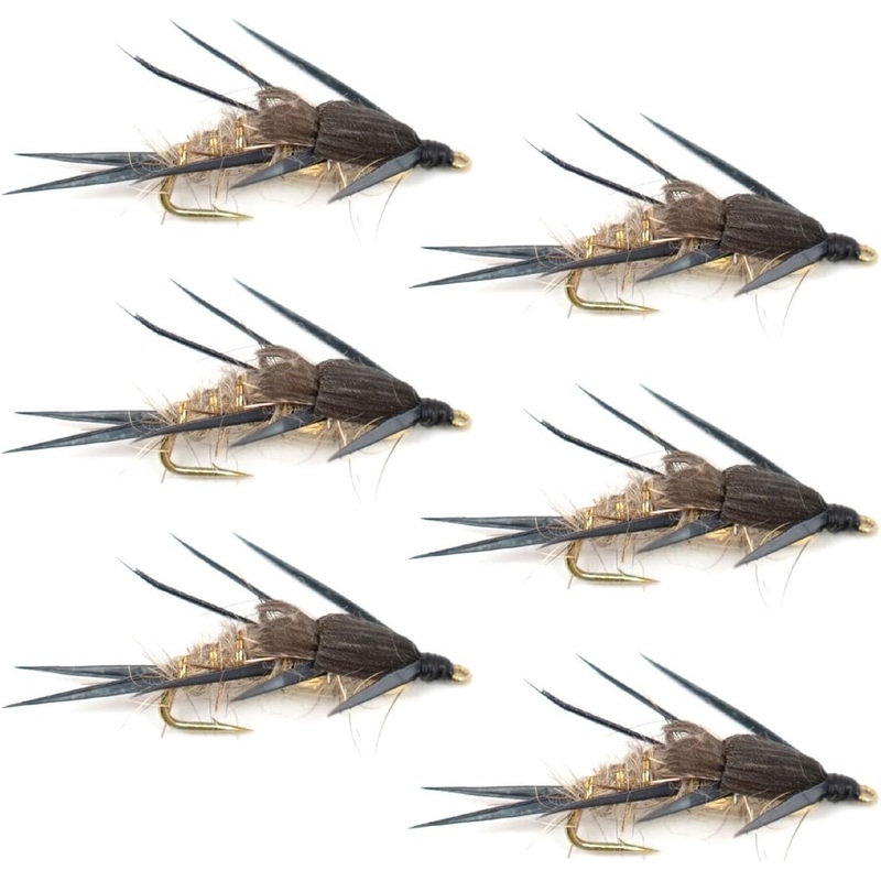 Double Bead Gold Ribbed Hare’s Ear Nymph Fly Fishing Flies – Trout 6 Flies Hook Size 10