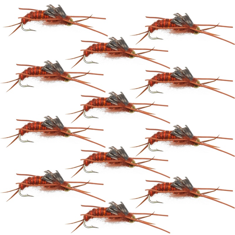 Gold Bead Kaufmann’s Brown Stonefly with Rubber Legs – Stonefly Nymph – 1 Dozen Flies Hook Size 12