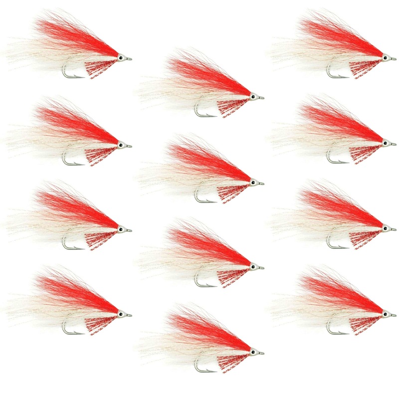 Lefty’s Deceiver Saltwater Streamer Fly – Red/White – 1 Dozen Hook Size 1/0