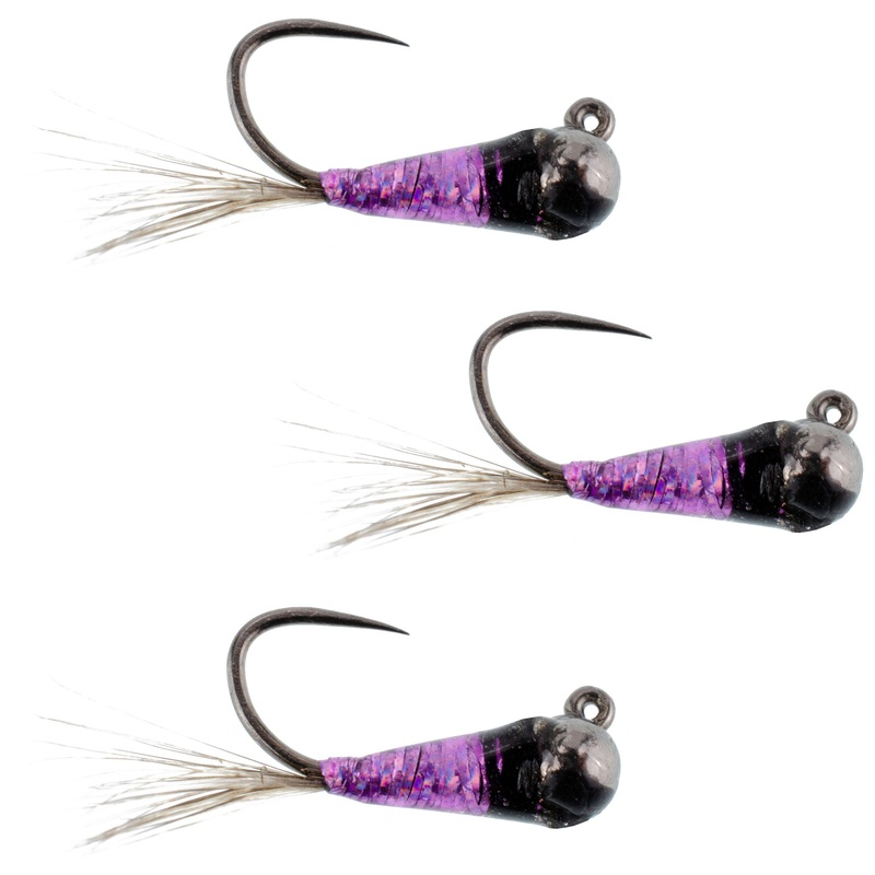 3 Pack Tungsten Bead Purple Perdigon Tactical Jig Spanish Czech Euro Nymph Fly – Hook  Size 18
