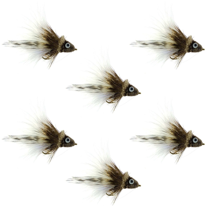 Deer Hair Dahlberg Diver 6 Flies Hook Size 4 – White Marabou Bass Fly Fishing Bug Wide Gape Bass Hooks With Weed Guard