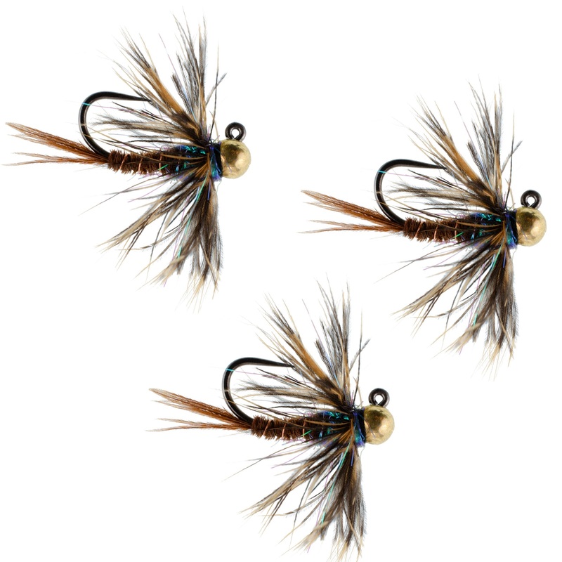 3 Pack Tungsten Bead Soft Hackle Pheasant Tail Tactical Jig Czech Nymph Euro Nymphing Fly – Hook Size 14