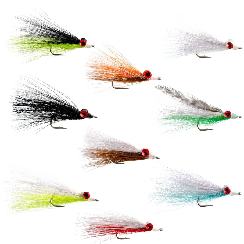 Clousers Minnow Fly Fishing Flies Assortment – Collection of 9 Saltwater and Bass Flies – Hook Size 1/0