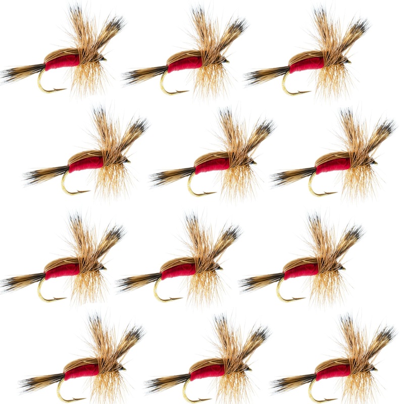 Red Humpy Classic Hair Wing Dry Fly – 1 Dozen Flies Hook Size 10