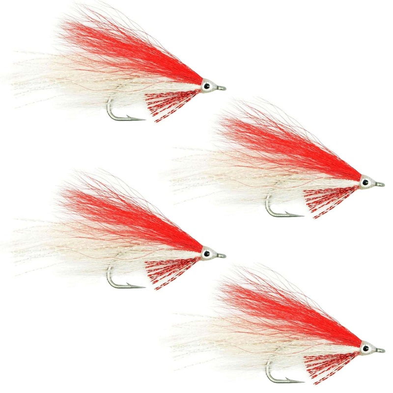Lefty’s Deceiver Saltwater Streamer Fly – Red/White – 4 Flies Hook Size 1/0