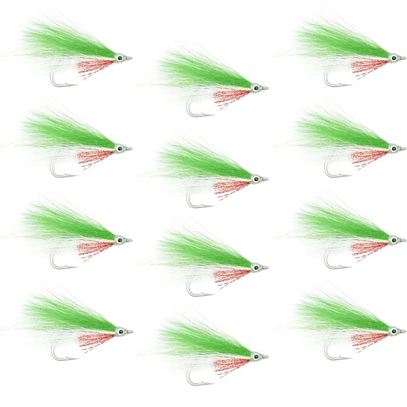 Lefty’s Deceiver Saltwater Streamer Fly – Green/White – 1 Dozen Hook Size 1/0