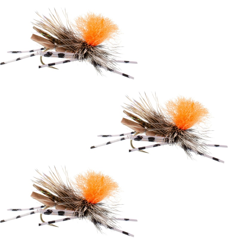 3 Pack Feth Hopper Tan – Foam Grasshopper Fly Pattern – Hook Size 10