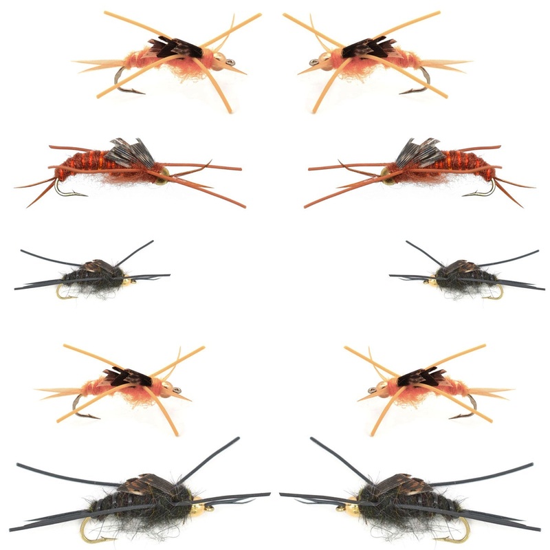 Basics Collection – Kaufmann’s Tungsten Bead Stonefly Nymph Assortment – 10 Bead Head Rubber Legs Wet Flies – 5 Patterns – Hook Sizes 4, 6, 8, 10, and 12