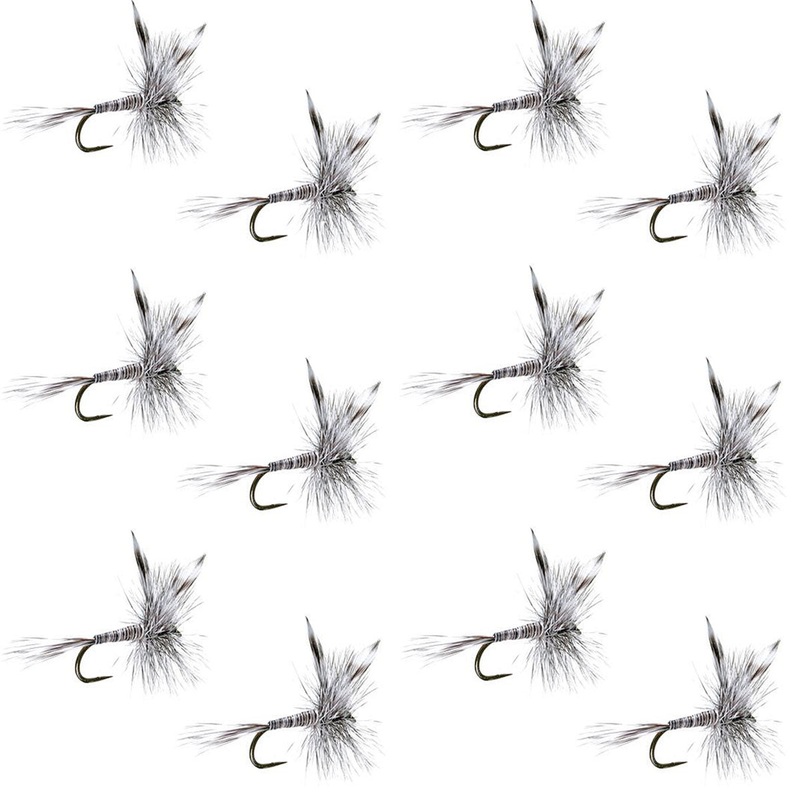 Barbless Mosquito Classic Trout Dry Fly Fishing 1 Dozen Flies – Hook Size 14