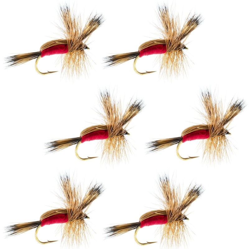 Red Humpy Classic Hair Wing Dry Fly – 6 Flies Hook Size 14