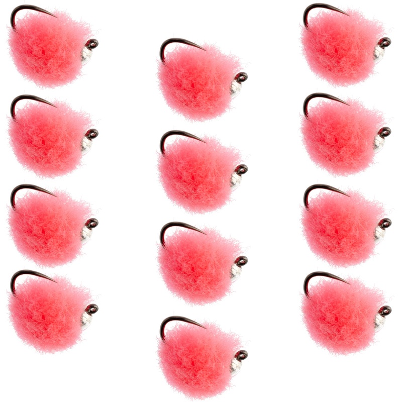 Tungsten Bead Tactical Euro Hot Pink Jig Egg Barbless Czech Nymph Fly – 1 Dozen Flies Size 16