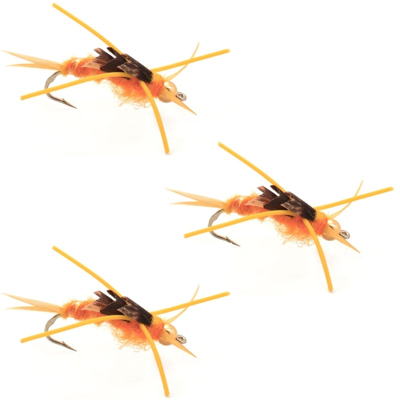 3 Pack Gold Bead Kaufmann’s Golden Stone Fly with Rubber Legs – Stonefly Wet Fly – Hook Size 10