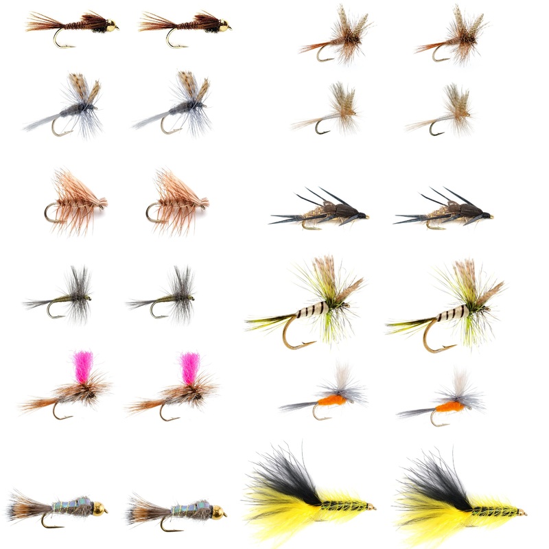 Eastern Trout Fly Assortment – 24 Essential Dry and Nymph Fly Fishing Flies Collection – Trout Flies with Gift Fly Box