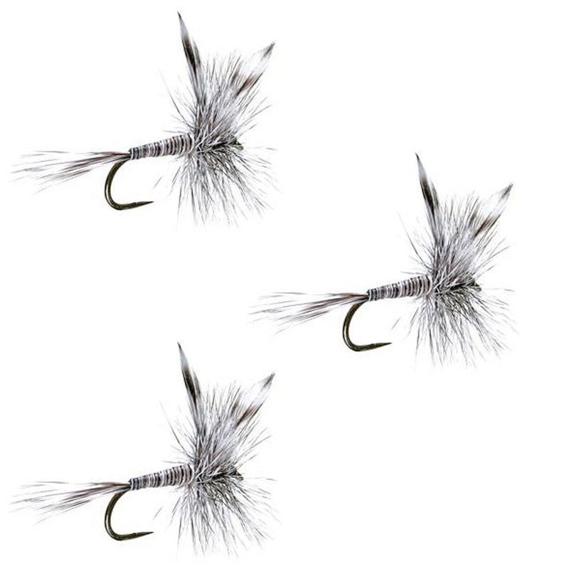 3 Pack Barbless Mosquito Classic Trout Dry Fly Fishing Flies – Hook Size 12