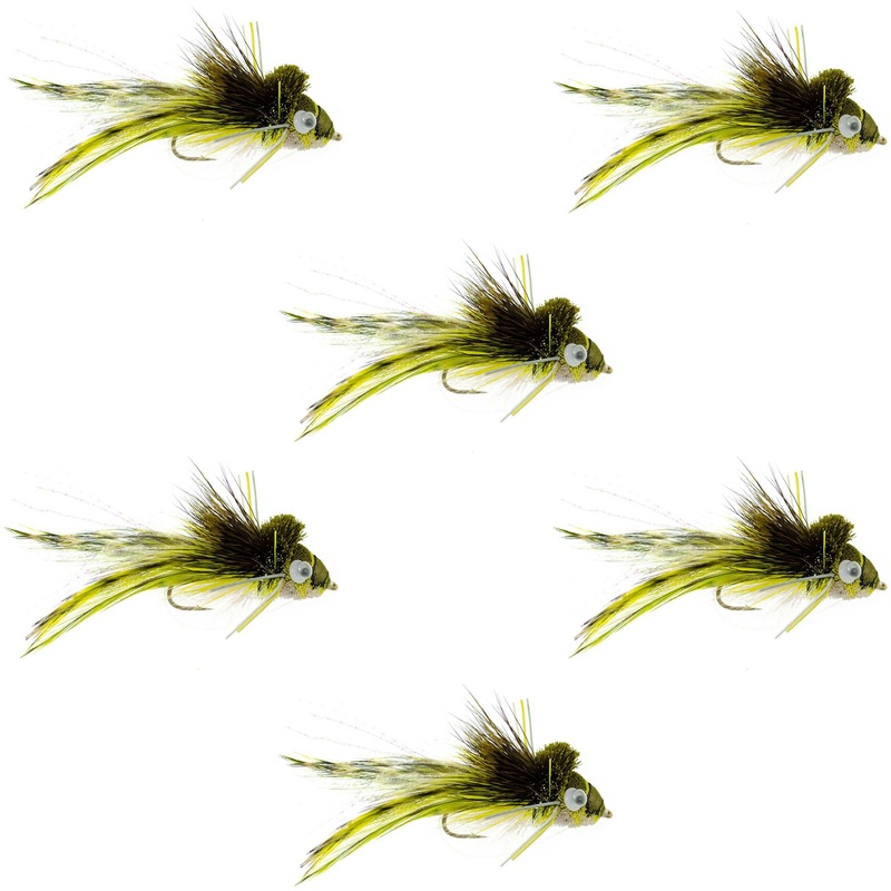 Deer Hair Diver 6 Flies Hook Size 4 – Swimming Frog Bass Fly Fishing Bug Wide Gape Bass Hooks With Weed Guard