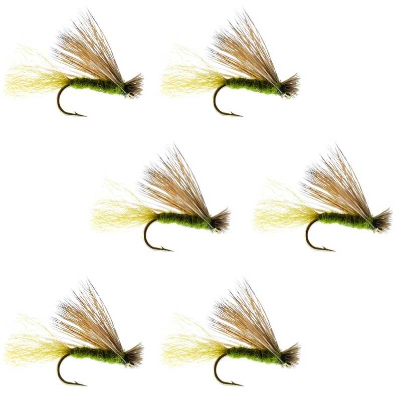 Olive X Caddis Emerging Caddis Adult Trout Dry Fly – 6 Flies Hook Size 18