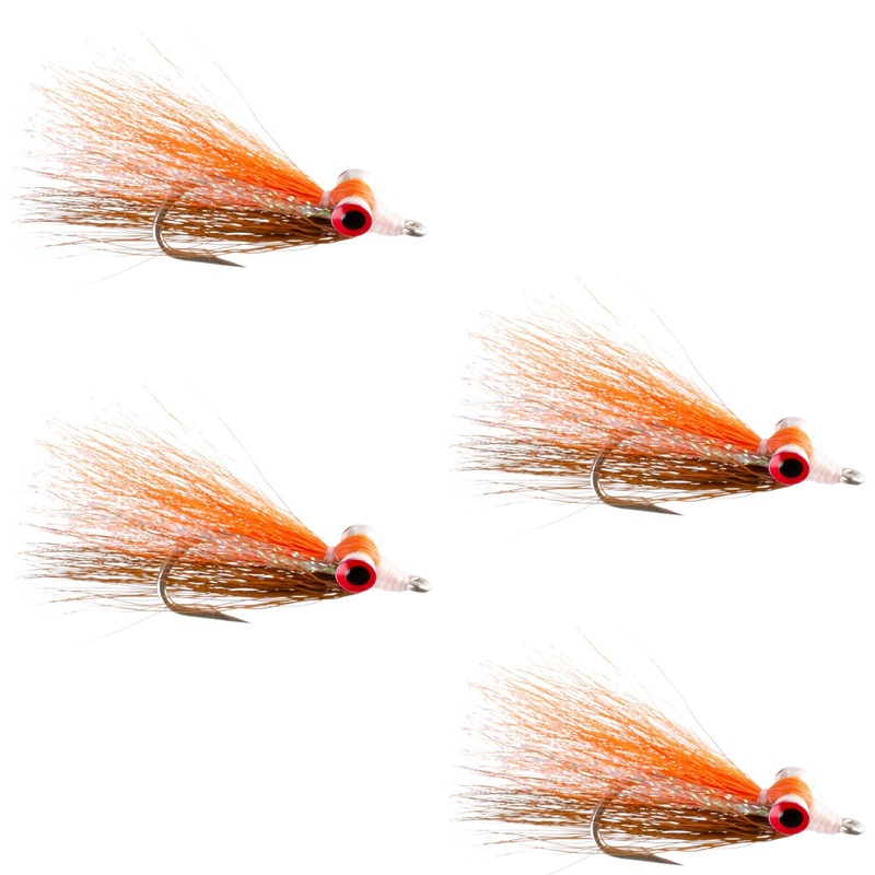 Clouser Freshwater Deep Minnow Brown Orange Sunfish – Streamer Fly Fishing Flies – 4 Trout and Bass Flies – Hook Size 4