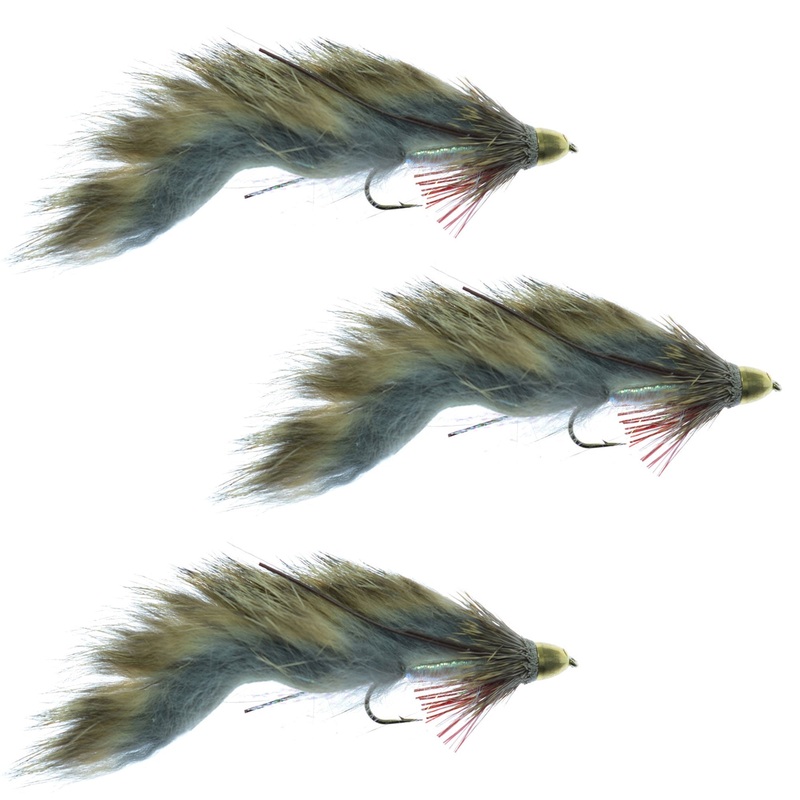 3 Pack ConeHead Zuddler Trout  Streamer Fly -Lunchables – Natural – Hook Size 4