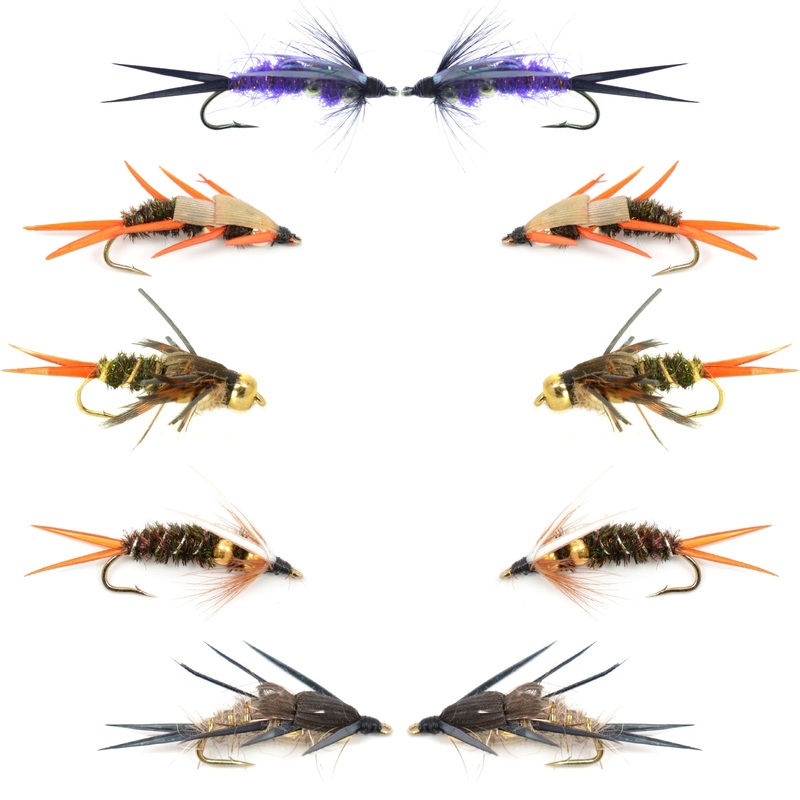 Basics Collection – Double Bead Head Nymph Assortment – 10 Wet Flies – 5 Patterns – Hook Size 14
