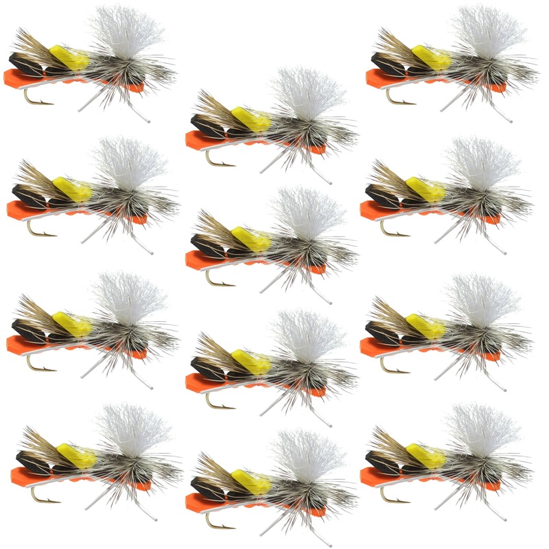 Parachute Chernobyl Ant Black Orange Foam Body Grasshopper Fly – 1 Dozen Flies Hook Size 10