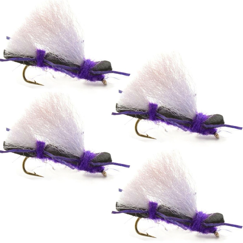 4 Pack Chubby Chernobyl Ant Purple Foam Body Grasshopper Fly – Hook Size 10