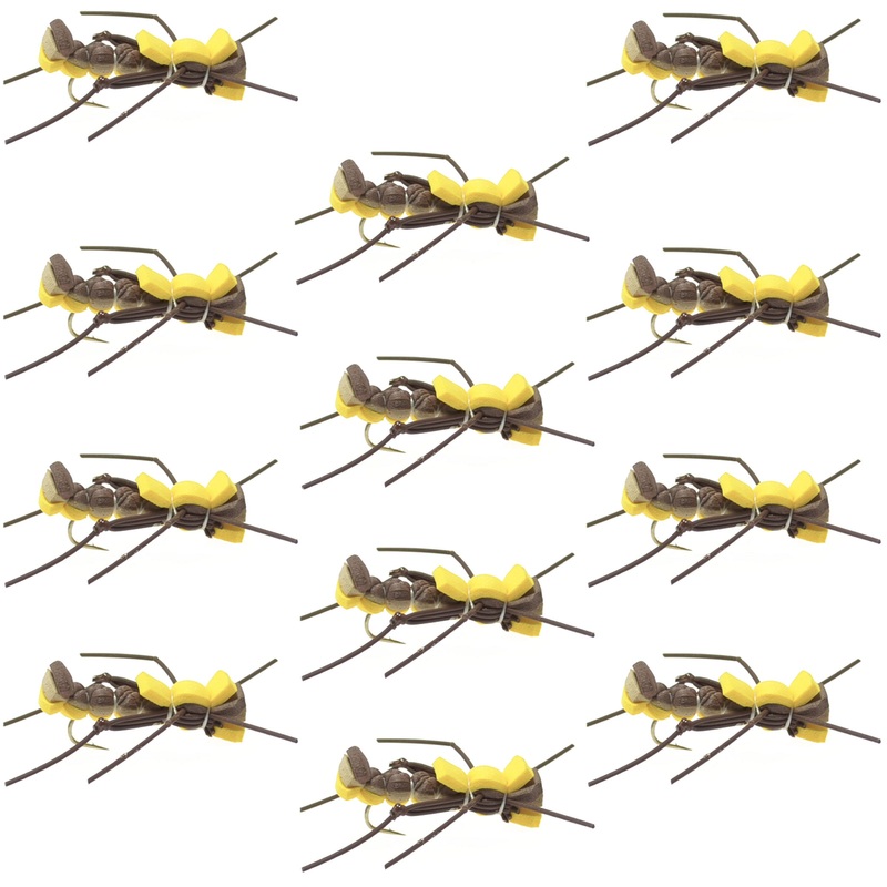 Mantis BLT Foam Body Grasshopper Fly – 1 Dozen Flies Hook Size 10