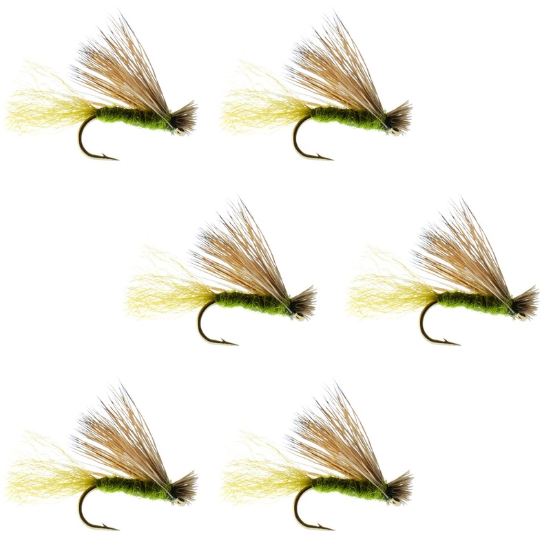 Olive X Caddis Emerging Caddis Adult Trout Dry Fly – 6 Flies Hook Size 16
