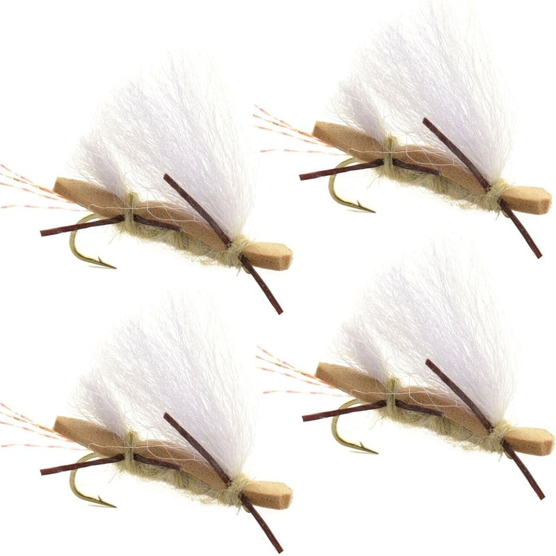 4 Pack Chubby Chernobyl Ant Tan Foam Body Grasshopper Fly – Hook Size 10
