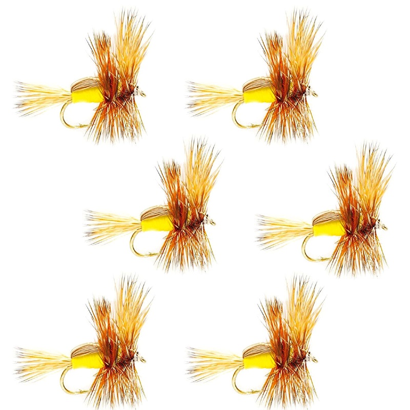 Yellow Humpy Classic Hair Wing Dry Fly – 6 Flies Hook Size 16