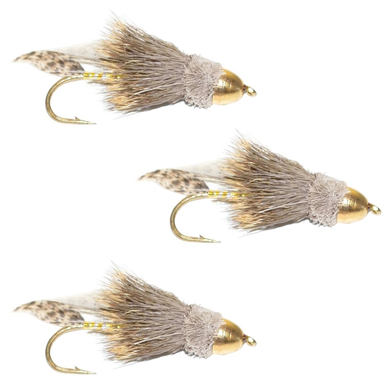 3 Pack Cone Head Muddler Minnow Trout Streamer Fly – Hook Size 8