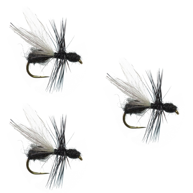 3 Pack Barbless Black Fur Flying Ant Terrestrial Trout Dry Fly Fishing Flies – Hook Size 14