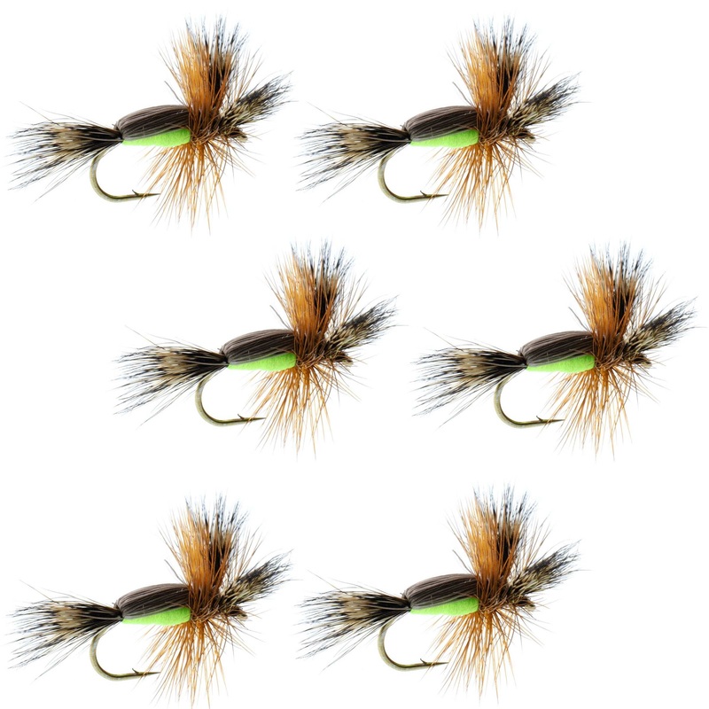 Barbless Chartreuse Humpy Classic Hair Wing Dry Fly – 6 Flies Hook Size 12